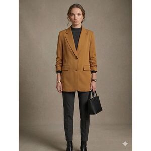 Walter Baker Jacket Womens M Kira Linen Oversized Long Blazer Yellow Preppy New